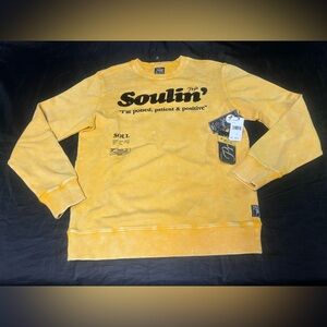PRPS Men’s Size MEDIUM Soulin Crewneck Sweatshirt Yellow 100% Cotton NWT $183
